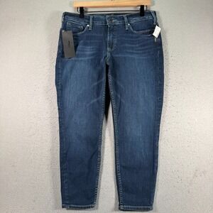 Silver Suki Jeans Womens 32 Blue Medium Wash Skinny Crop Mid Rise Curvy Classic